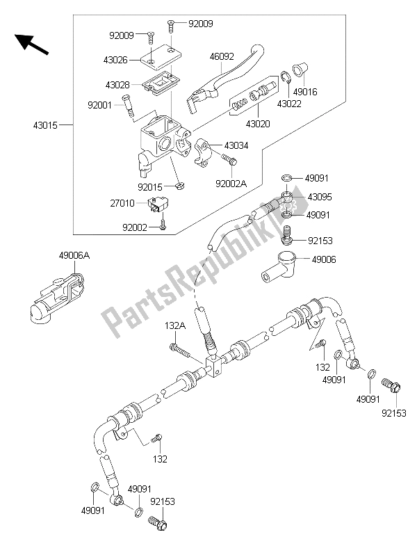 Tutte le parti per il Pompa Freno Anteriore del Kawasaki Brute Force 750 4X4I EPS GFF 2015