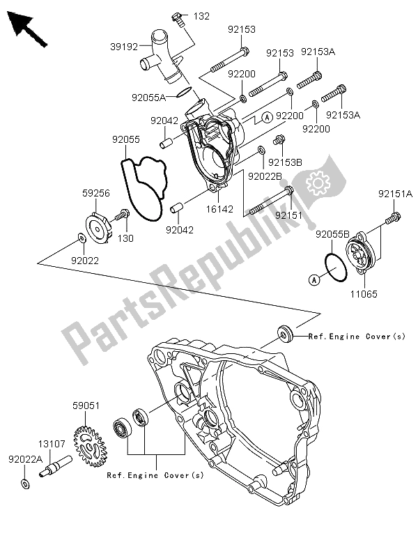 All parts for the Water Pump of the Kawasaki KX 250F 2009