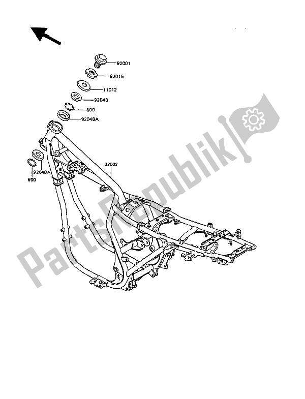 All parts for the Frame of the Kawasaki GPZ 305 Belt Drive 1989