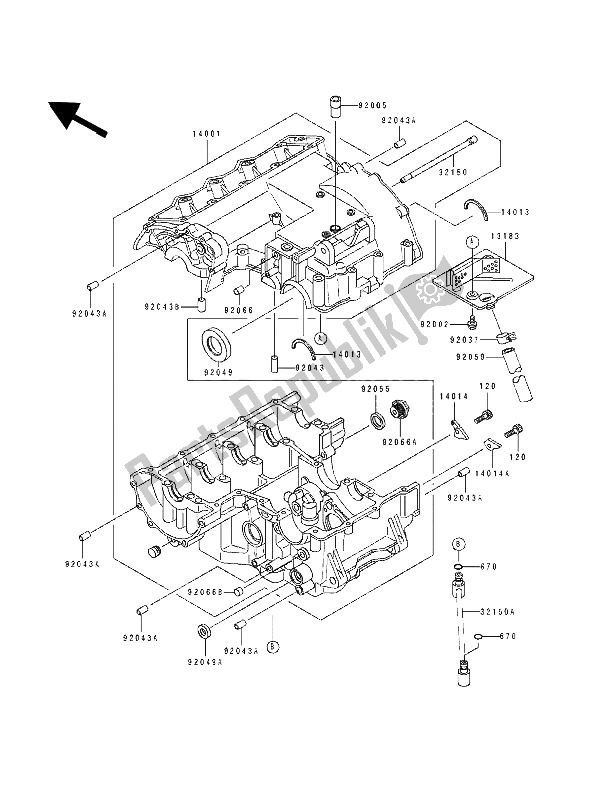 Todas las partes para Caja Del Cigüeñal de Kawasaki ZXR 400 1990