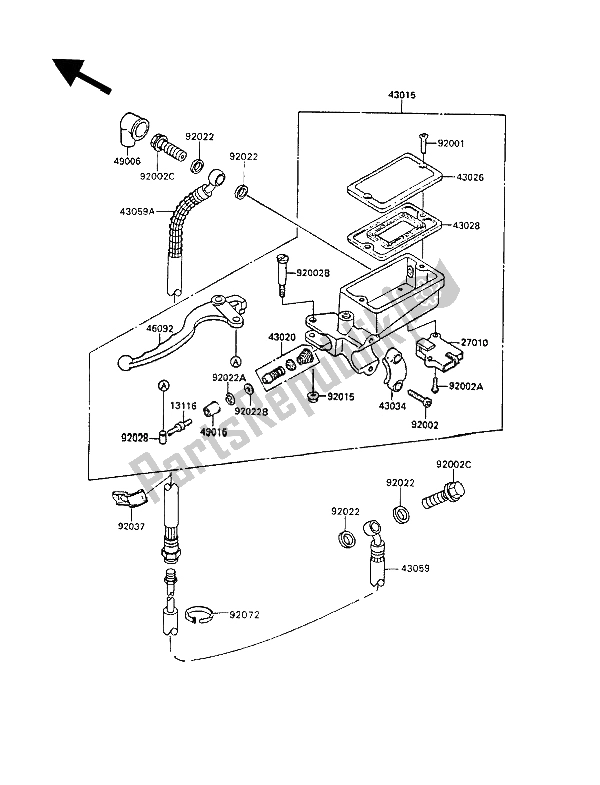 Todas las partes para Cilindro Maestro Del Embrague de Kawasaki ZL 1000 1987