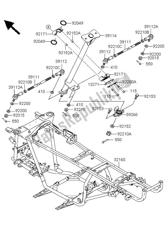 All parts for the Frame of the Kawasaki KVF 360 2003