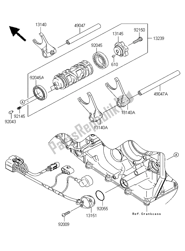Alle onderdelen voor de Versnelling Veranderen Drum & Schakelvork van de Kawasaki Ninja ZX 10R 1000 2006