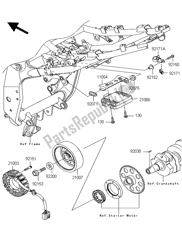 Todas las partes para Generador de Kawasaki Z 750R ABS 2012