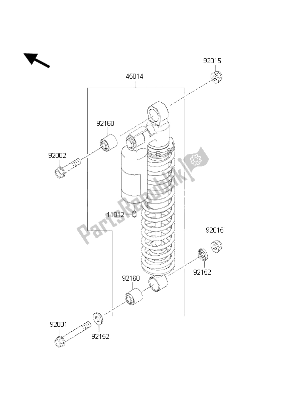 All parts for the Shock Absorber of the Kawasaki KVF 650 2002