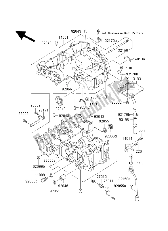 Todas las partes para Caja Del Cigüeñal de Kawasaki ZZR 600 2003