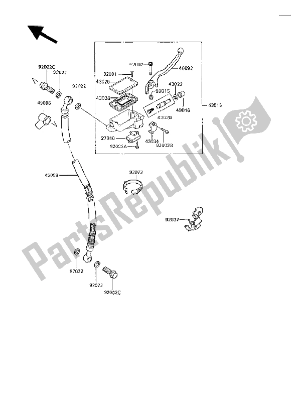 Tutte le parti per il Pompa Freno Anteriore del Kawasaki GPX 250R 1988