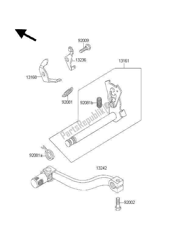 All parts for the Gear Change Mechanism of the Kawasaki KX 60 2003