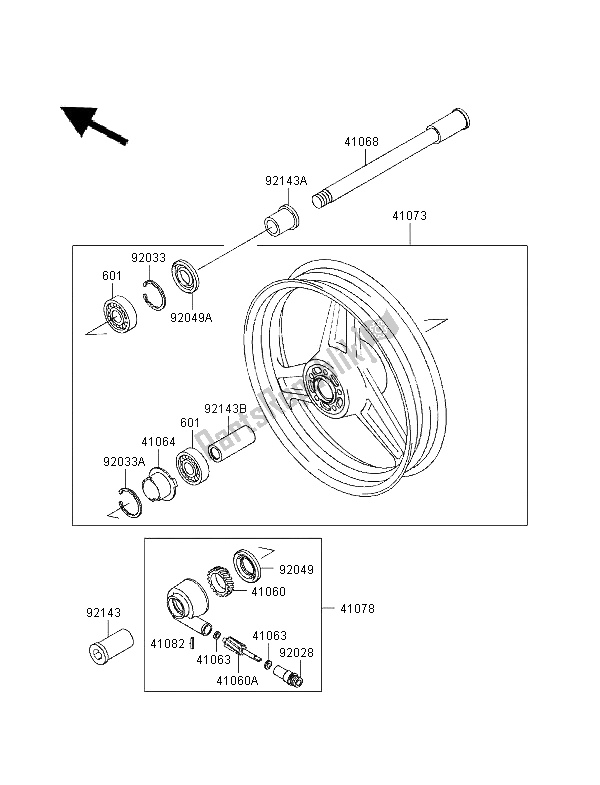 Toutes les pièces pour le Moyeu Avant du Kawasaki Zephyr 750 1995