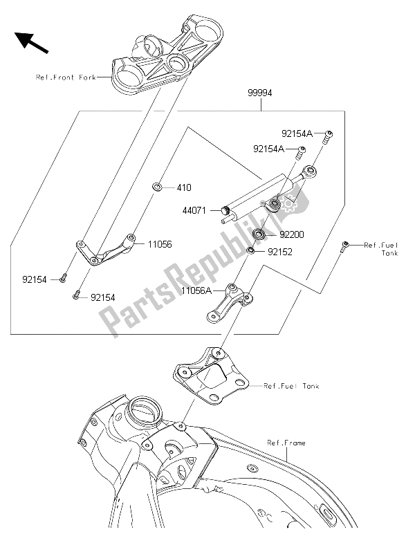 All parts for the Accessory (steering Damper) of the Kawasaki Ninja ZX 6R ABS 600 2015