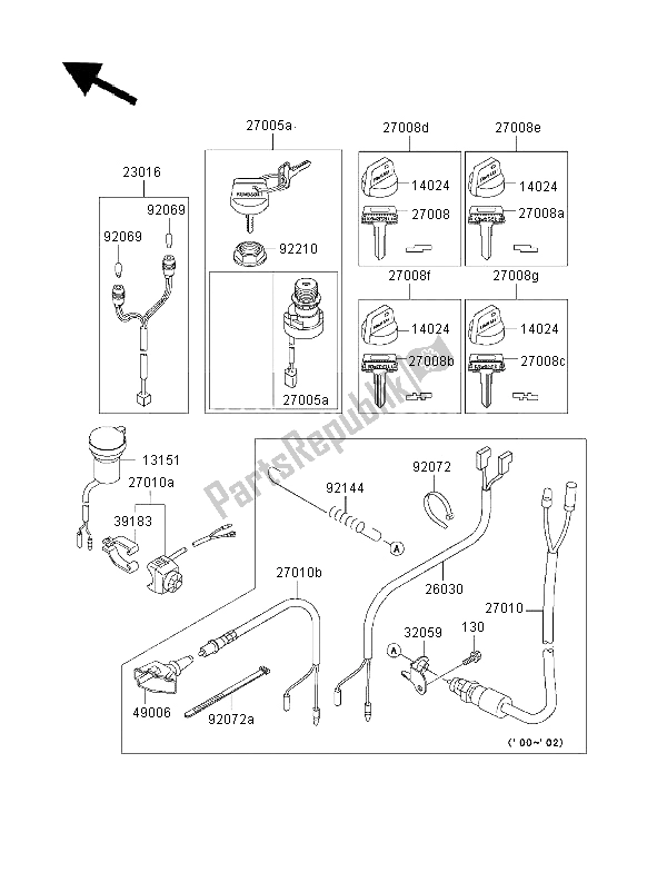 Todas las partes para Switch De Ignición de Kawasaki KVF 400 4X4 2000