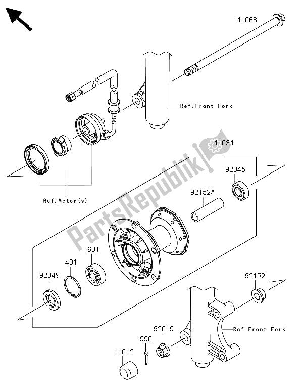 All parts for the Front Hub of the Kawasaki KLX 125 2013