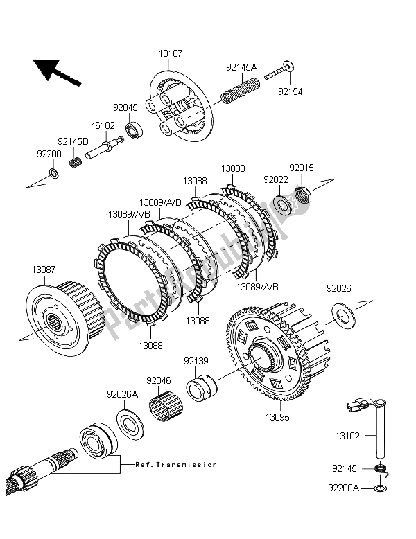 All parts for the Clutch of the Kawasaki Z 750 2011