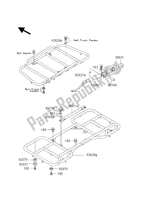 All parts for the Carrier of the Kawasaki KLF 300 2000