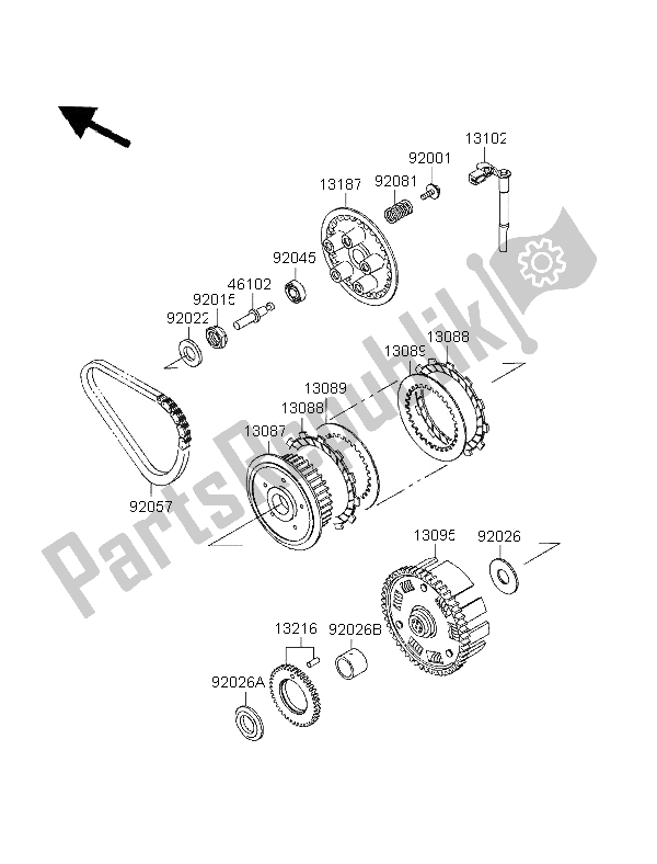 All parts for the Clutch of the Kawasaki GPZ 500S UK 1996