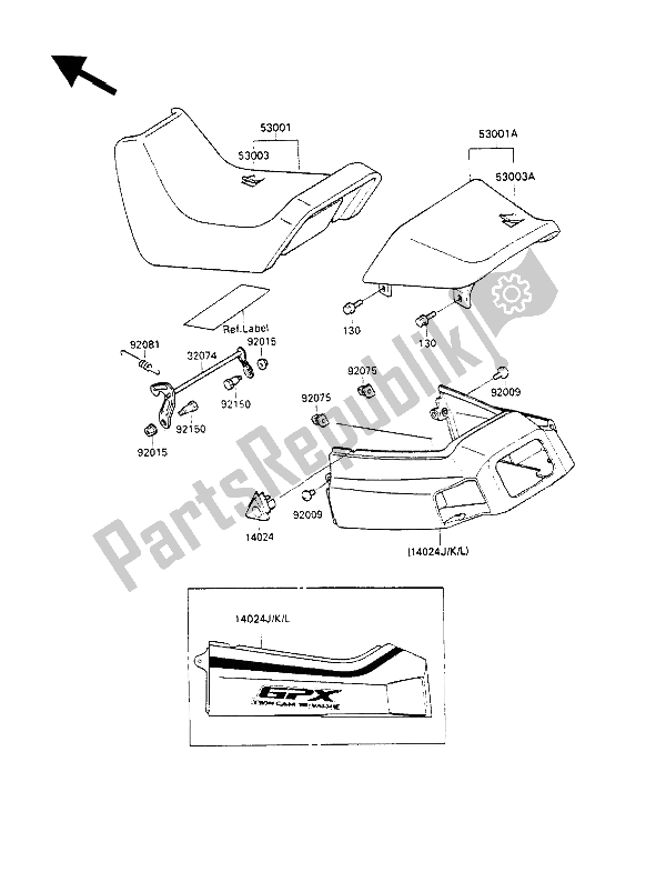 All parts for the Seat of the Kawasaki GPX 600R 1989