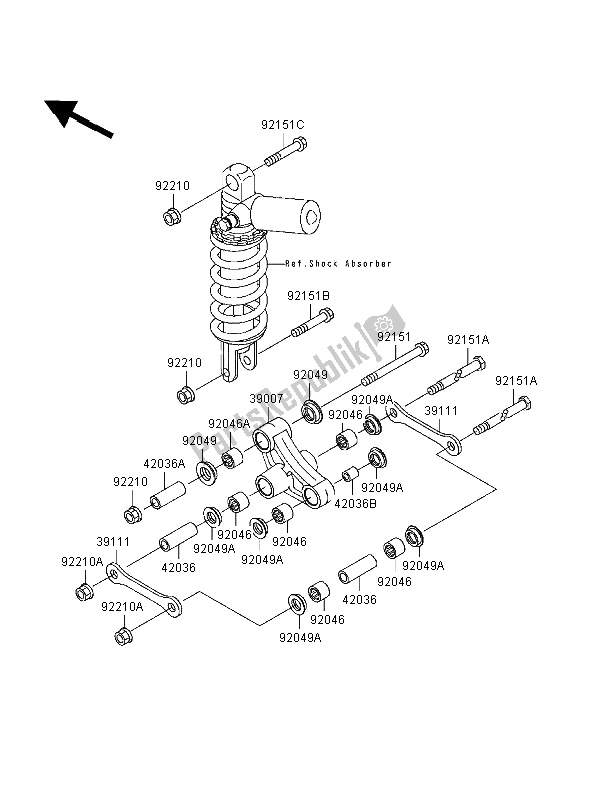 Todas las partes para Suspensión de Kawasaki Ninja ZX 6R 600 1998