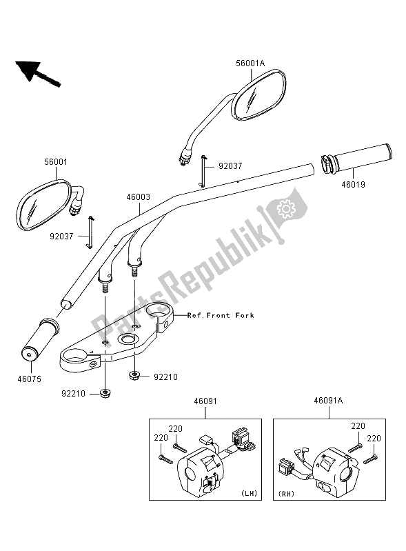 All parts for the Handlebar of the Kawasaki VN 1600 Mean Streak 2006