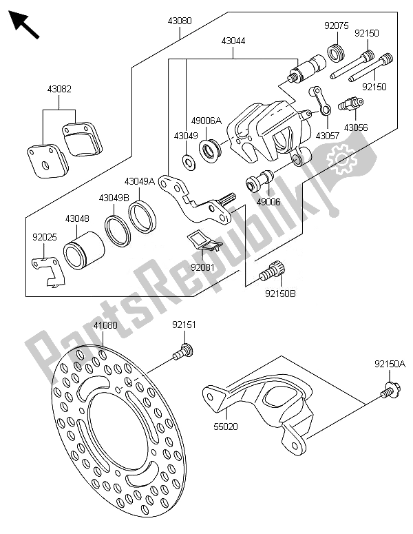 All parts for the Rear Brake of the Kawasaki KX 65 2014