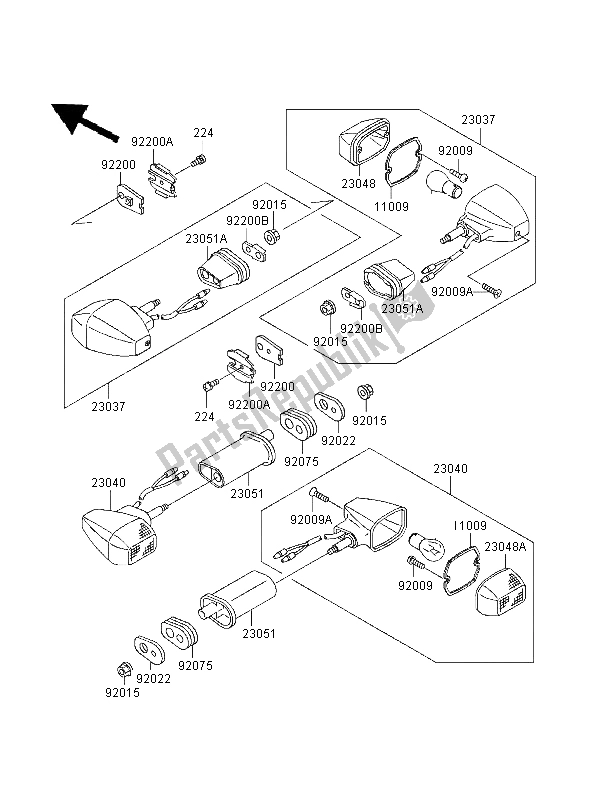 Tutte le parti per il Indicatori Di Direzione del Kawasaki GPZ 1100 1998