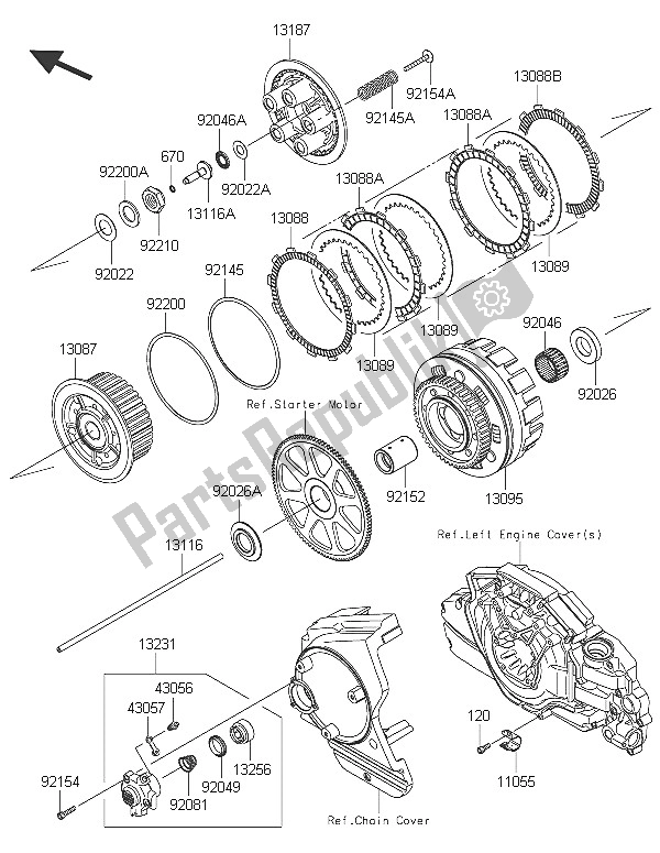 Alle onderdelen voor de Koppeling van de Kawasaki Vulcan 1700 Voyager ABS 2016