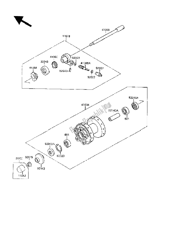 All parts for the Front Hub of the Kawasaki VN 1500 SE 1990