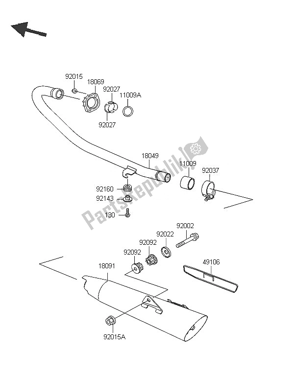 All parts for the Muffler of the Kawasaki Eliminator 125 2005