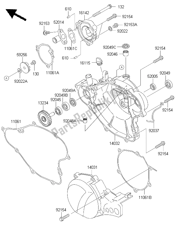 All parts for the Engine Cover(s) of the Kawasaki KX 65 2015