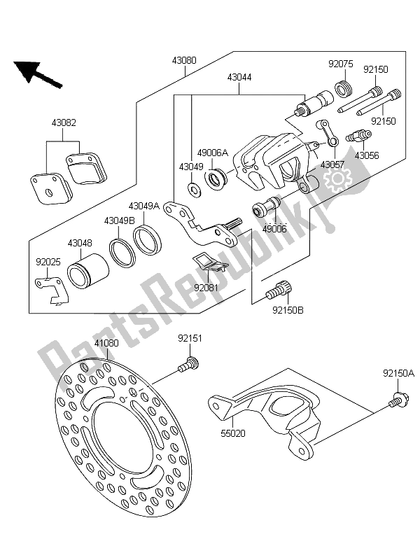 All parts for the Rear Brake of the Kawasaki KX 65 2012