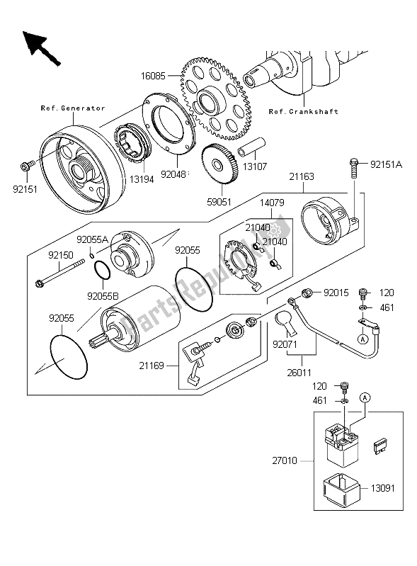 Toutes les pièces pour le Démarreur du Kawasaki Z 1000 2004