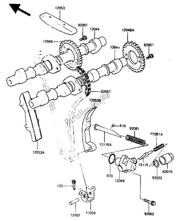 Todas as partes de árvore De Cames E Tensor do Kawasaki ZX 400 1987
