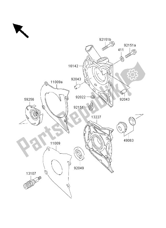 Toutes les pièces pour le Pompe à Eau du Kawasaki ER 500 2003