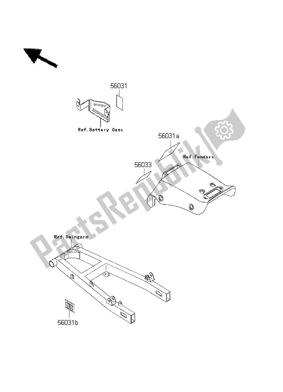 All parts for the Labels of the Kawasaki EL 252 2001