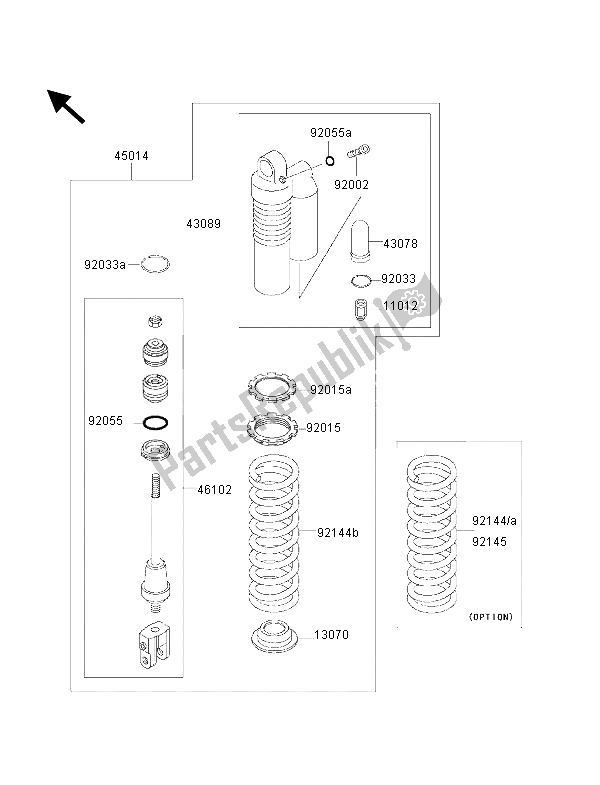 All parts for the Shock Absorber of the Kawasaki KX 85 SW 2001