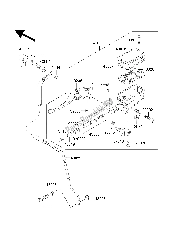 All parts for the Clutch Master Cylinder of the Kawasaki ZRX 1100 1998