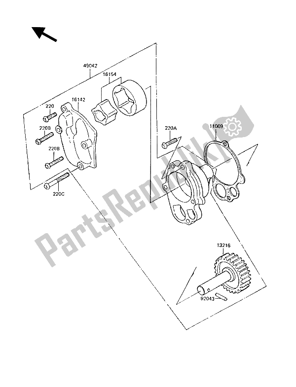 Todas as partes de Bomba De óleo do Kawasaki Z 1300 1986