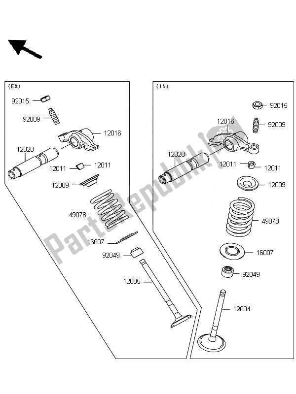 All parts for the Valve(s) of the Kawasaki D Tracker 125 2010