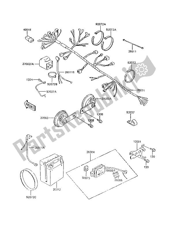 All parts for the Chassis Electrical Equipment of the Kawasaki GPZ 305 Belt Drive 1988