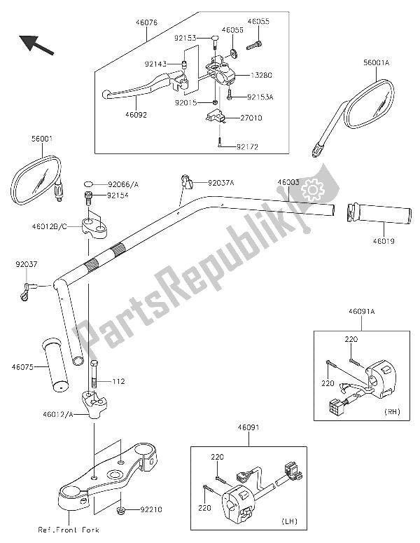 All parts for the Handlebar of the Kawasaki Vulcan 900 Classic 2016