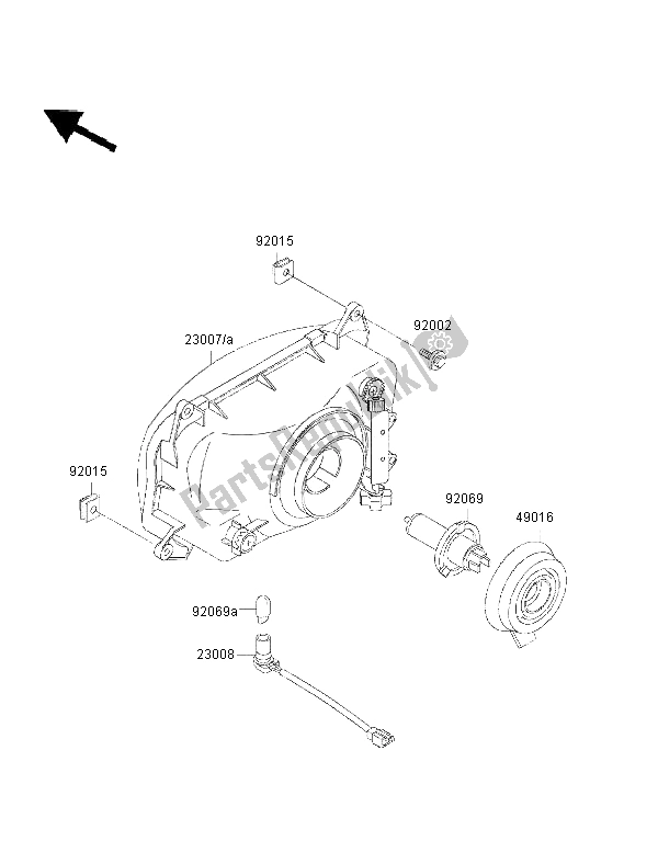 Tutte le parti per il Faro del Kawasaki GPZ 500S 2002