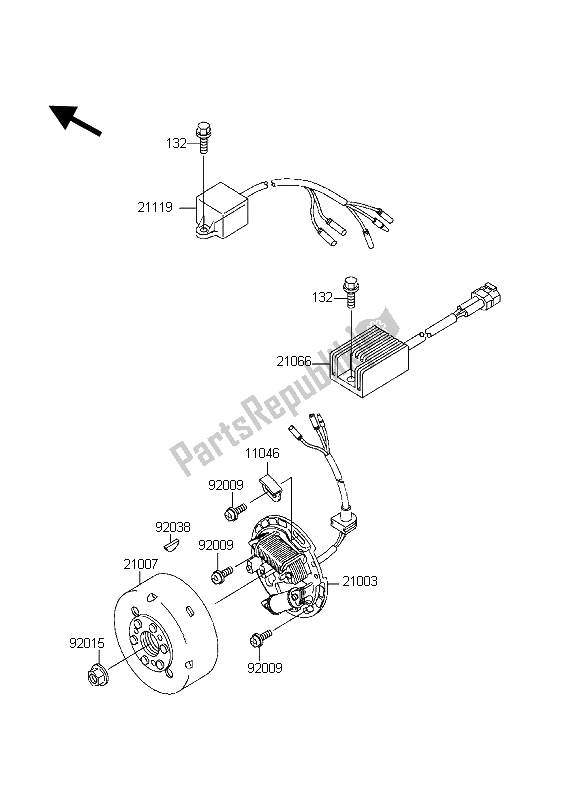 All parts for the Generator of the Kawasaki KDX 200 1998