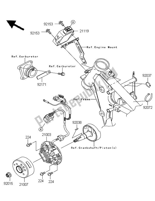 Tutte le parti per il Generatore del Kawasaki KX 65 2008