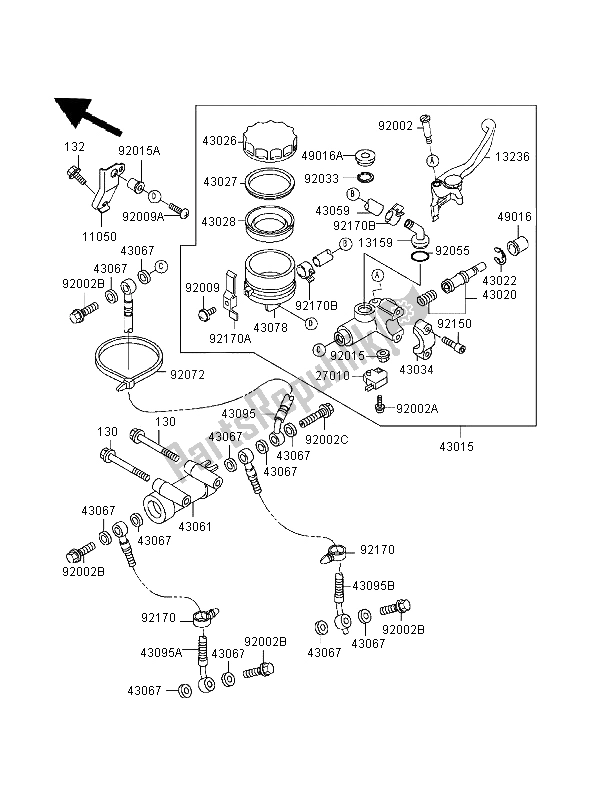 Todas las partes para Cilindro Maestro Delantero de Kawasaki Ninja ZX 9R 900 1999