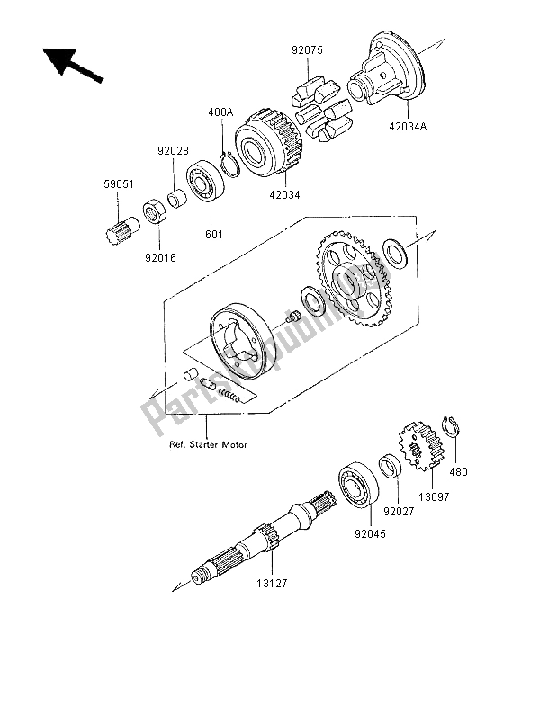 Tutte le parti per il Albero Secondario del Kawasaki GPX 600R 1997