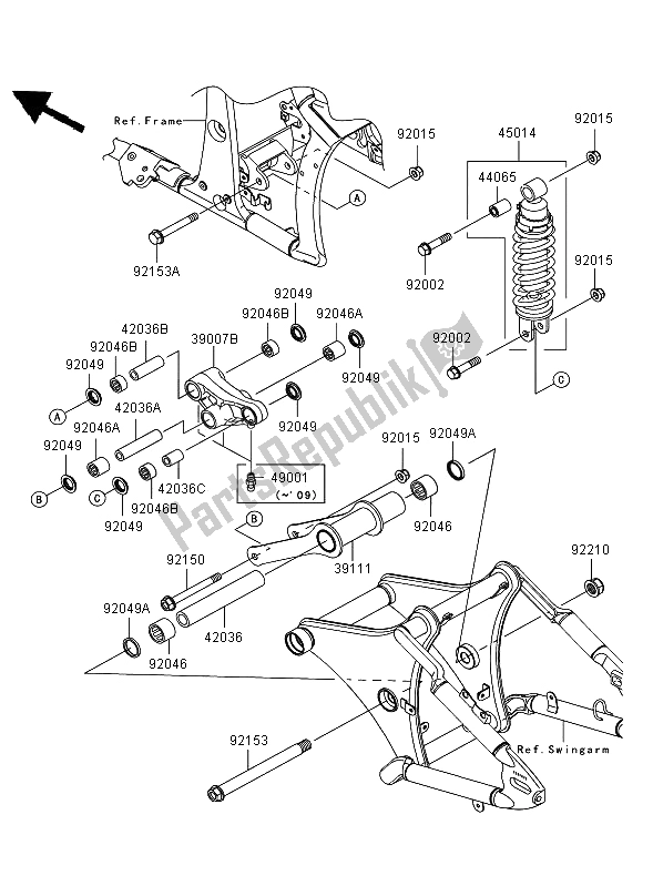 All parts for the Suspension & Shock Absorber of the Kawasaki VN 900 Classic 2009