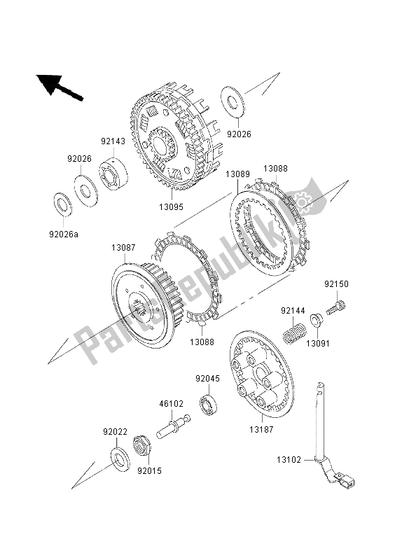 All parts for the Clutch of the Kawasaki ZZR 600 2003