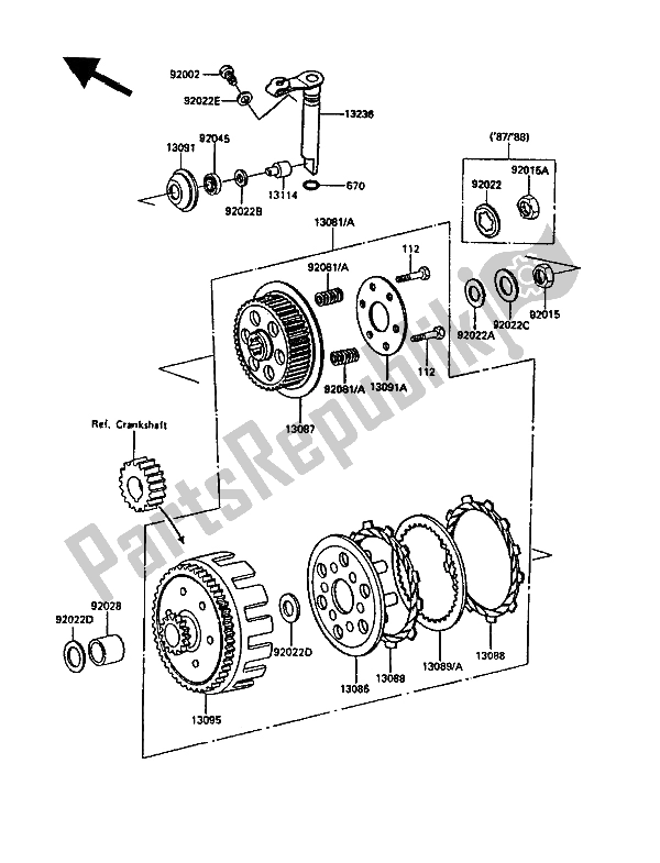 Toutes les pièces pour le Embrayage du Kawasaki KDX 200 1986