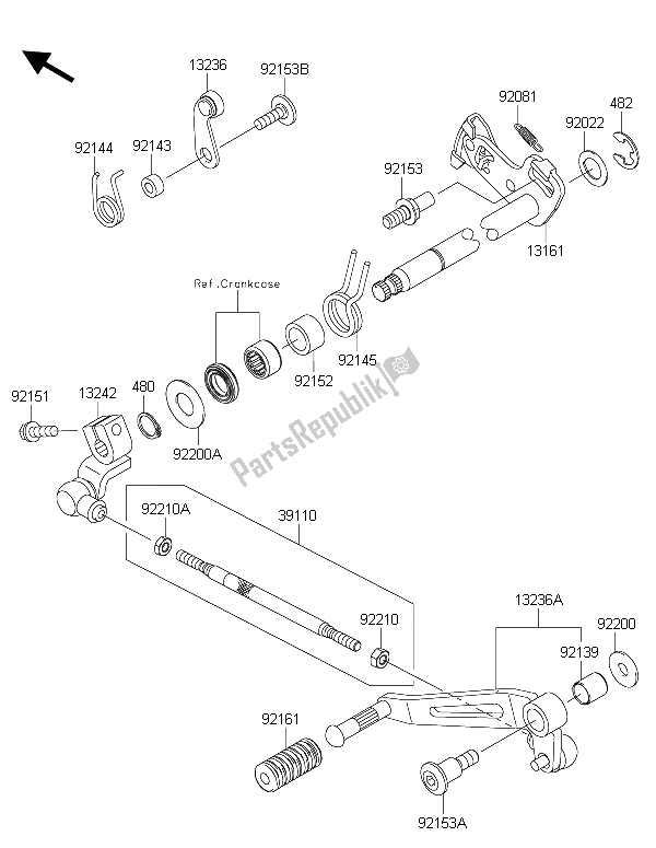 All parts for the Gear Change Mechanism of the Kawasaki Z 1000 SX ABS 2015