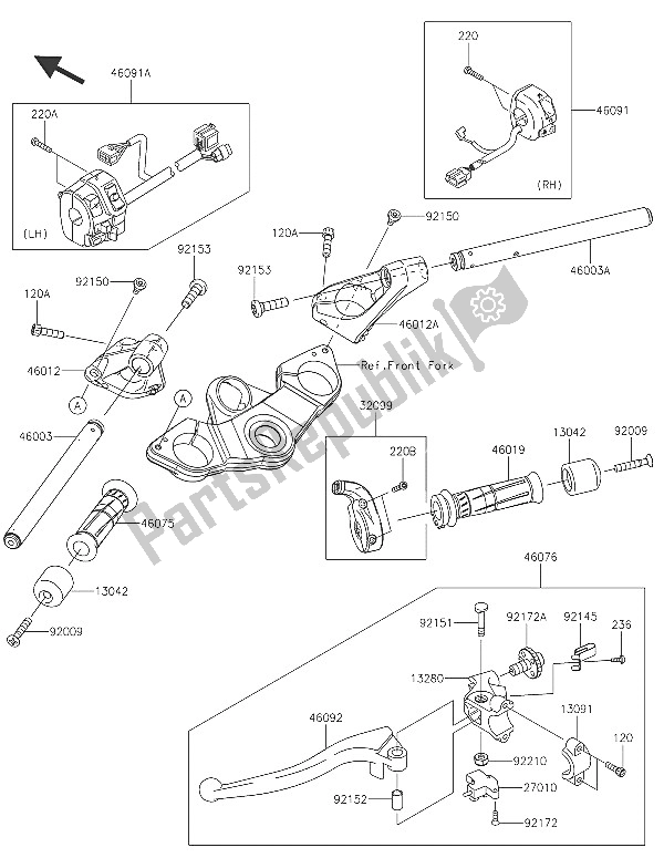 All parts for the Handlebar of the Kawasaki Z 1000 SX ABS 2016