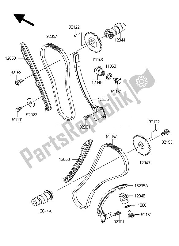 Todas las partes para árbol De Levas Y Tensor de Kawasaki VN 900 Custom 2010